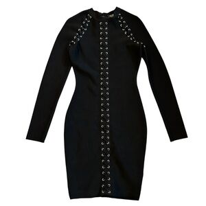 Hera Collection Black Corset Style Gothic Lace-Up Bodycon Dress – Size S– NWT
